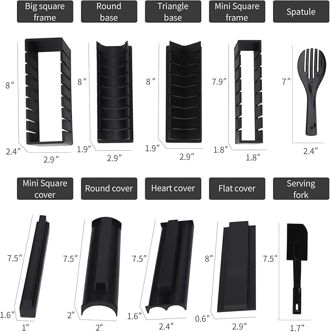Sushi Making Kit Sushi Maker 12 Pcs Plastic Premium set Sushi Tool Set Sushi Rice Roll Mold Shapes, DIY Sushi Roller Tool for Home Beginners.