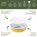 7" Round Aluminum Foil Containers with Lids (5 Pack) – Heavy Duty Disposable Takeout Pans for Food Storage, Meal Prep, Soup, Leftovers & Catering, 29oz