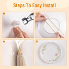 Plate Hangers for The Wall, Suitable for 9-11 inch Decorative Plate, Stainless Steel Wire Plate Holder with Wall Hooks and Rubber tip Protectors, Plate Hangers for Displaying Plates, Platter, Gold