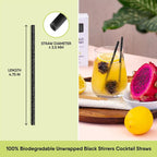 The Veggie Straws – 450 PCS of 4.75 Inches Unwrapped Black Biodegradable Drink Stirrers – Made of Vegetable Fibers, Best Cocktail Stirrers for Drinks of All Kinds