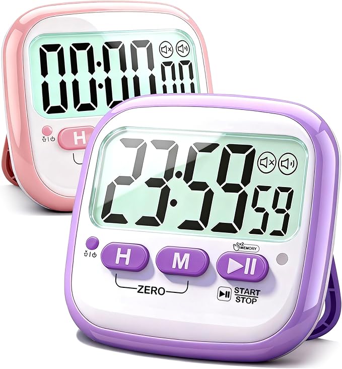 Antonki 2 Pack Classroom Timers for Kids Teachers, Magnetic Countdown Digital Kitchen Timer for Cooking, Study, Exercise, Games, Time Mangement - Loud/Silent Mode - Battery Included