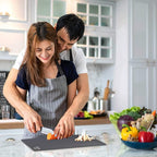 Fotouzy Flexible Plastic Cutting Board Mats with Food Icons, BPA-Free, Non-Porous, 100% Non-slip Back and Dishwasher Safe, Unique Modern Neutral Colors, Set of 4