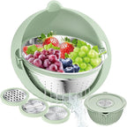4 in 1 Colander with Bowl Set, Food Strainers and Colanders, Colander for Kitchen, Pasta Strainer, Fruit Washing Bowl, Kitchen Essentials Strainer Basket Bowl, Green, Christmas & New Year Gifts