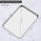 Baking Sheet Set of 2, Bastwe 18 inch Commercial Grade Stainless Steel Baking Pan, Professional Bakeware Oven Tray, Healthy & Non-toxic, Rust Free & Mirror Finish, Easy Clean & Dishwasher Safe