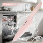 Knife Set, 15 Pieces Knives Sets for Kitchen with Block, Dishwasher Safe Kitchen Knife Set with Built in Sharpener Block, German High Carbon Stainless Steel Knife Block Set with Pink Nonstick Coating