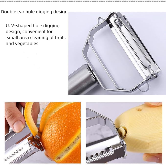 Ultra Sharp Vegetable Peeler， Stainless Steel Cutter Slicer , Potatoes Peeler ，Slicer Shredder Cutter Stainless Steel Multifunctional peeler with for Carrot Potato Melon Gadget Vegetable Fruit