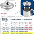 5.1Inch Stainless Steel Universal Pot Lid, Pan Lid Milk Pot Lid Cookware Lid Replacement Accessories for Skillets Frying Pans