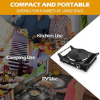 Hot Plate, Techwood Electric Stove for Cooking, 1500W Countertop Single Burner with Adjustable Temperature and Handles, 7.3” Cooktop for RV/Home/Camp, Compatible for All Cookwares Black