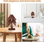 Wooden Cup Coaster Set，Tree Shape Trivet Set,Tree Coasters- 4 Wooden Trivets + 1 Stand stored for hot Dish/Pot/Bowl/teapot/hot Pot Set (Brown)