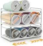 Cirhy 12" Tall 3-Tier Expandable Water Bottle Organizer – Fits 20-40 oz Stanley, Owala, Yeti Tumblers, Shaker Cups & Travel Mugs – Adjustable Storage Rack for Cabinet, Kitchen & Pantry Organization