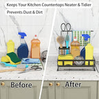 Godboat Kitchen Sink Organizer with Brush Rack, 304 Stainless Steel Dish Soap Dispenser, Sponge Holder for Kitchen Sink, Sink Caddy with Drain-Pan, Cool Kitchen Gadgets & Gifts for Women, Christmas