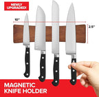 10 Inch Acacia Wood Magnetic Knife Holder with Multipurpose Use, Magnetic Knife Holders for Kitchen, Wooden Knife Rack, Magnet Strips for Knives & Metal Utensils, Tool Holder, Art Supply Organizer