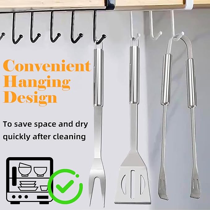 7pcs Barbecue Grill Utensils Set, Stainless Steel BBQ Tools for Outdoor Grill, Professional BBQ Accessories for Outdoor Grill, Grilling Gifts for Men, Dad, BBQ Lovers