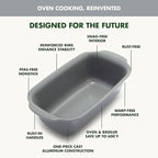 GreenPan Premiere Ovenware Healthy Ceramic Nonstick 1 lb. Loaf Baking Pan, PFAS-Free, Warp-Free Bakeware, Durable Quick Heating, Oven & Broiler Safe to 600F, Dishwasher Safe, Gray