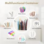 Acrylic Straw Holder for Cabinet Door - Child-Safe Organizer & Dispenser with Smooth Rounded Edges for Kitchen Accessories Storage, Adhesive Circles Included (Clear Transparent)