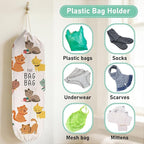 2Pcs Cat Plastic Bag Holder for Kitchen Essentials, Reusable Hanging Grocery Bag Organizer, Washable Large Grocery Trash Bags Storage Dispenser