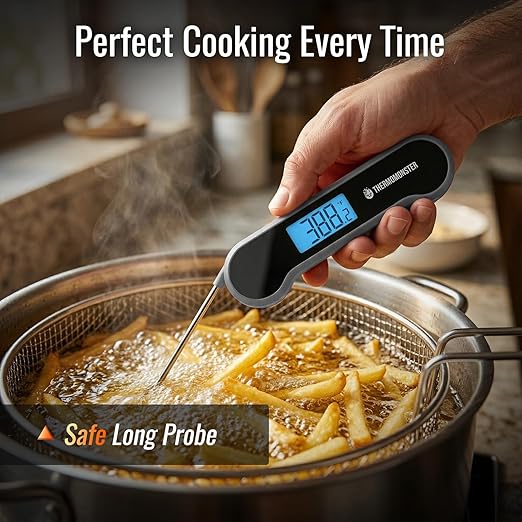 0.5 Sec Instant Read Meat Thermometer Digital with ±0.5℉ Precision, Food Thermometer for Cooking Kitchen Gadgets, Oven Grill Candy BBQ Essentials Accessories, Gifts for Him Dad Men Birthday, Grey