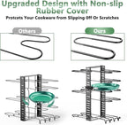 ORDORA Pots and Pans Organizer under Cabinet, 8 Tier Pot Organizers Rack Expandable 11.65" to 19.02" Height with 3 DIY Methods, Adjustable Pan Organizer inside Cabinet Kitchen Storage Organization
