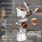 Aluminum 6 Cup 300ml Moka Pot Express Coffee Maker Stovetop Espresso Colorful Coffeemaker Italian Classic Style Brewing Greca Cafe Mocha Machine for Cafeteras Lover Camping Travel and Home Use 10oz