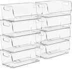 Sorbus Stackable Storage Bins Open Front, Clear Stackable Storage Bins, Pantry Bins for Storage and Organization, Acrylic Stackable Bins for Kitchen, Clear Pantry Organizer Bins (Small Wide 8 Pack)