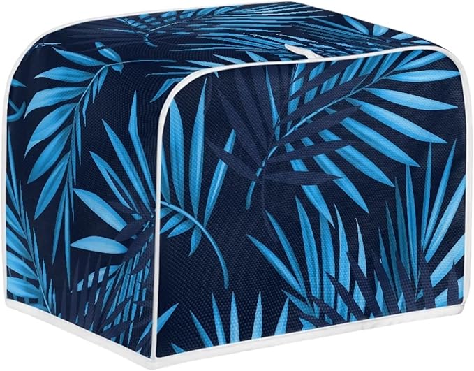 JEOCODY Large 2 Slice Blue Weed Decorative Toaster Bread Maker Cover - Quilted Dust-proof Cover with Fingerprint Protection