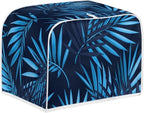 JEOCODY Large 2 Slice Blue Weed Decorative Toaster Bread Maker Cover - Quilted Dust-proof Cover with Fingerprint Protection