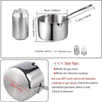 IMEEA 10oz/300ml Butter Coffee Milk Warmer Mini Butter Melting Pot with Dual Pour Spout 18/10 Tri-Ply Stainless Steel