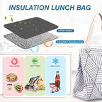 iknoe Insulated Lunch Bag for Women & Adults, 9L Foldable Wide-Open Cooler Bag with Pockets, Leakproof & Portable, for Picnic, Office, Beach(White diamond)