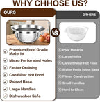 Stainless Steel Colander for Kitchen, Stainless Steel Strainer, Pasta Strainer for Spaghetti Fruit Cooking Food, 3 Pcs Strainers and Colanders(2QT, 3QT, 5QT), Dishwasher Safe, Kitchen Present