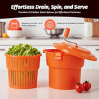 CMI 2.5 Gal/10 Qt Large Commercial Salad Spinner Jumbo Manual Lettuce Dryer-Dries up to 4 Heads of Lettuce, Orange (SP-9.5)