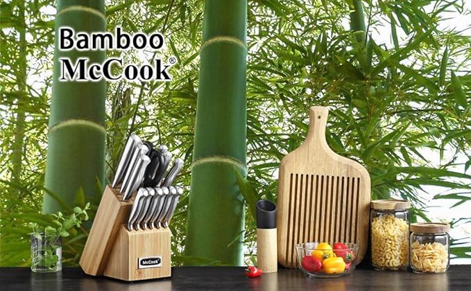 McCook® Knife Sets,German Stainless Steel Knife Block Sets with Built-in Sharpener (Pack of 2)