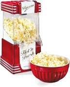 Nostalgia Retro Hot Air Popcorn Maker – 12 Cups Oil Free Popping – Countertop Machine with Measuring Cup – Healthy Snacks & Movie Nights – Red