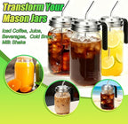 Palksky Mason Jar Lids with Straw Hole Wide Mouth, Stainless Steel Drinking Lid with Handle & Silicone Rings, Spill-Resistant Mason Jar Straw Lid for Iced Coffee, Juice, Lemonade (2 Packs)