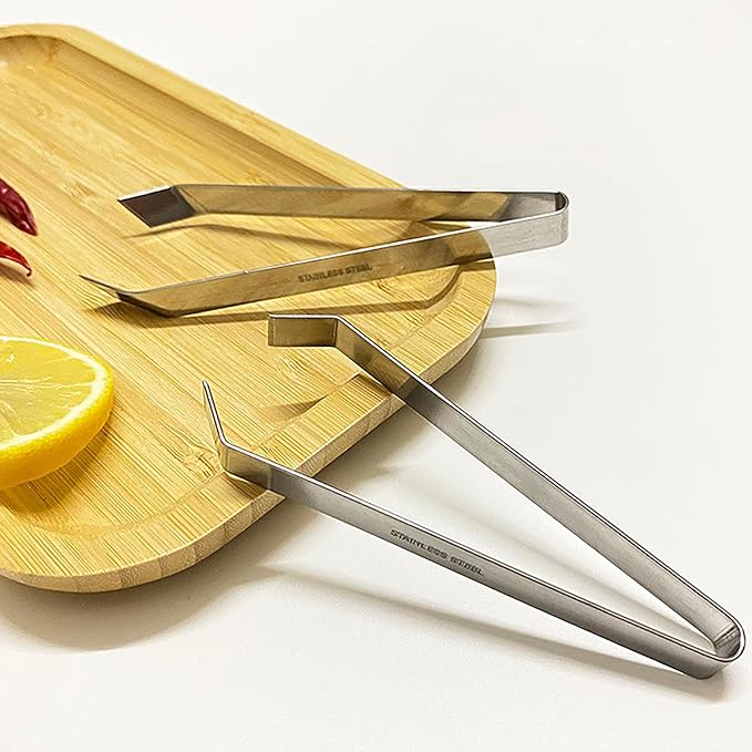 CoguZed Professional Fish Bone Tweezers and Pliers Set, Stainless Steel Flat and Slant Tweezers, Pin Bone Remover for Salmon, Trout, Catfish, Precision Deboning Tool for Kitchen