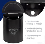 AuldHome Design Enamelware Grocery Bag Holder (Black); Wall-Mounted Modern Farmhouse Style Plastic Bag Dispenser for Kitchen or Laundry Room