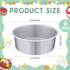 Nuenen 6 Pcs 8 Inch Round Cake Pans Aluminum Round Mold Smash Cake Baking Cheesecake Pans for Home Party Baking Supplies