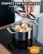 Cooks Standard Multi-Ply Clad Stainless Steel Butter Warmer Set, Mini Cookware Duo Set, Stainless Steel Butter Melting Pots, Fry Pan 4.7 Inch & Casserole 0.68 Qt, Mini Pot and Pan, 3 Pieces, Silver