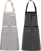 NLUS 2 Pack Kitchen Cooking Aprons, Adjustable Bib Soft Chef Apron with 3 Pockets for Men Women (Umber/Black)