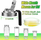 Mason Jar Pour Spout Lid Stainless Steel with Handle, Wide Mouth Pour Spout Flip Cap Lids for Mason Jars, Anticracking Leak Proof Seal Cover Airtight for Drinking Salad Dressing & Food Storing(4PCS)