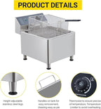 GarveeHome Commercial Deep Fryer 11 L/3.3 gal 1700W,110V|6 LB Basket with 304 Stainless Steel & Rapid Heating System | Splash Guard Lid for Restaurant, Food Truck, Home Kitchen