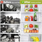 10 Pack Refrigerator Pantry Organizer Bins, Stackable Fridge Organizer Bins with Lids, Clear Plastic Food Storage Bins for Kitchen, Countertops, Cabinets, Fridge, Drinks, Fruits, Vegetable, Cereals
