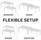 Simple Houseware Expandable Stackable Kitchen Counter Shelf Organizer, White, Metal Top, 11.25"L x 7.9"W x 5.4"H