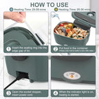 Herrfilk Electric Lunch Box Food Heater, 3 in 1 Ultra Quick Heated Lunch Boxes for Adults, 12V/24V/110V Portable Food Warmer for Car/Truck/Office With Fork Spoon and Insulated Carry Bag