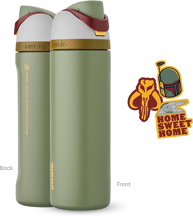 Owala Star Wars FreeSip Insulated Stainless Steel Water Bottle with Straw for Sports and Travel, BPA-Free, 24-Ounce, Boba Fett