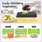 SpaceHacks 15-in-1 Vegetable Chopper, Kitchen Gadgets with 10 Blades, Veggie, Food, Onion Chopper, Cucumber Slicer, Versatile Mandoline, Includes Egg Separator & Finger Guard, Green