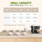 3-Cup Uncooked Rice Cooker Small - Ceramic Coating Non-Toxic Inner Pot, One-Touch Multifunction for Rice/Sauté/Yogurt, Dishwasher Safe, 1-3 People Size, Dark