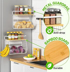 Ofiray-home Magnetic Fridge Shelf with Wood Lid, Fruit Potato Onion Storage Bins, Pantry Organizers, Large Container Spice Rack for Refrigerator, Kitchen Counter, Cabinet (1, White)
