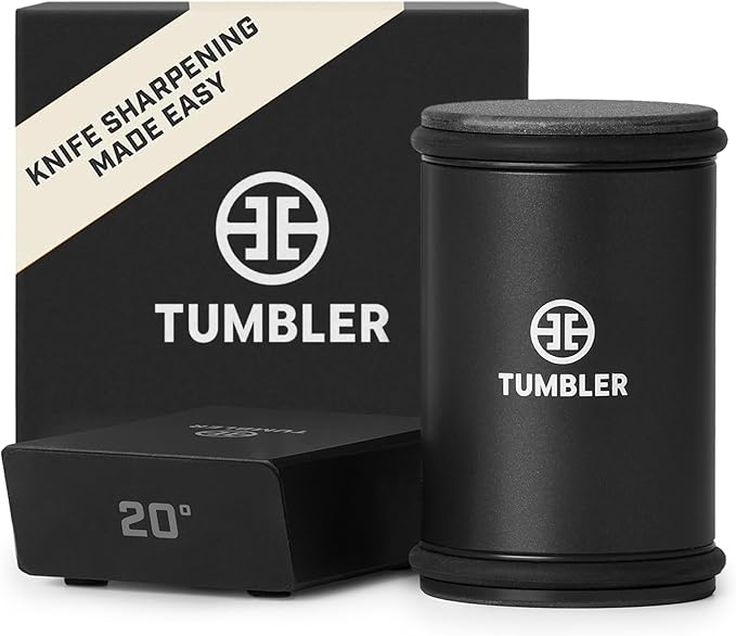 TUMBLER Pro Rolling Knife Sharpener™ - Knife Sharpening Made Easy - Ultimate Gift for Father's Day - Kit with Removable Disc System - 4-Layer Diamond Sharpening Disc & EdgeBoost Ceramic Disc (Black)