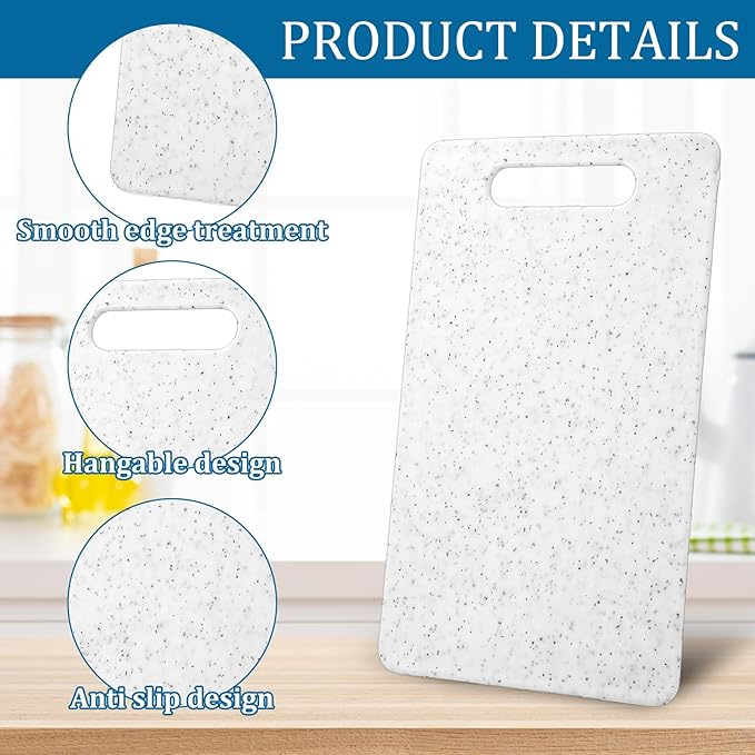 cobee 6 Pcs Small Cutting Board for Kitchen, 6" x 10", Plastic Cutting Boards Set with Easy Grip Handle Mini Cutting Board Mat Set, Dishwasher Safe, Cutting Mat Pad for Food Fruits Prep (White)