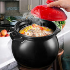 Clay Pots for Cooking Chinese Soup Pot Ceramic Pot Cooking Chinese Terrines, Stovetop soup tureen Make Delicious for The Family,black-2.5L